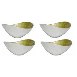 Artisan D'Orient Wave Bowl 4" - Lime Green & Silver Set Of 4 - 4in x 3.5in x 2in